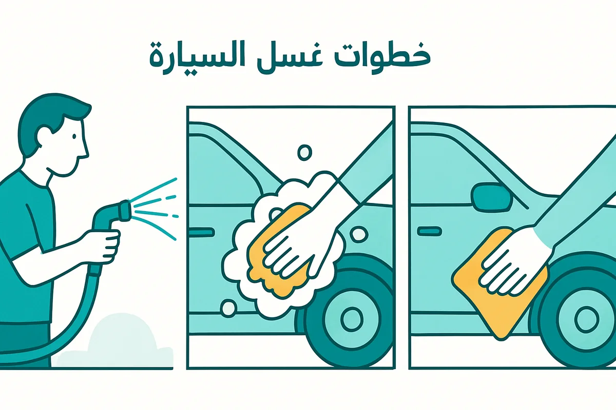 خطوات غسل السيارة